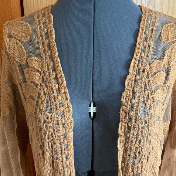 Rebellion Again Embroidered Mesh Duster Kimono - Picture 3 of 13